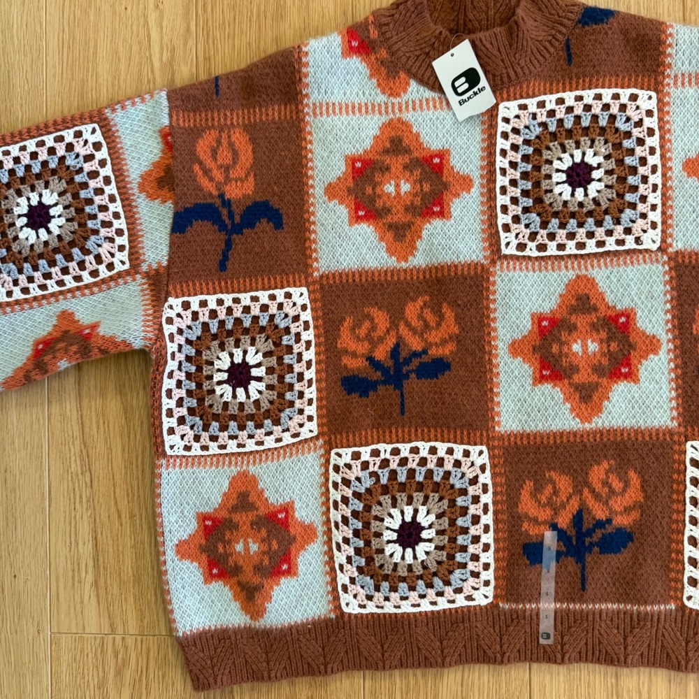 NWT Buckle POL Oversized Sweater Women Small Retro Crochet vintage look - Picture 6 of 15